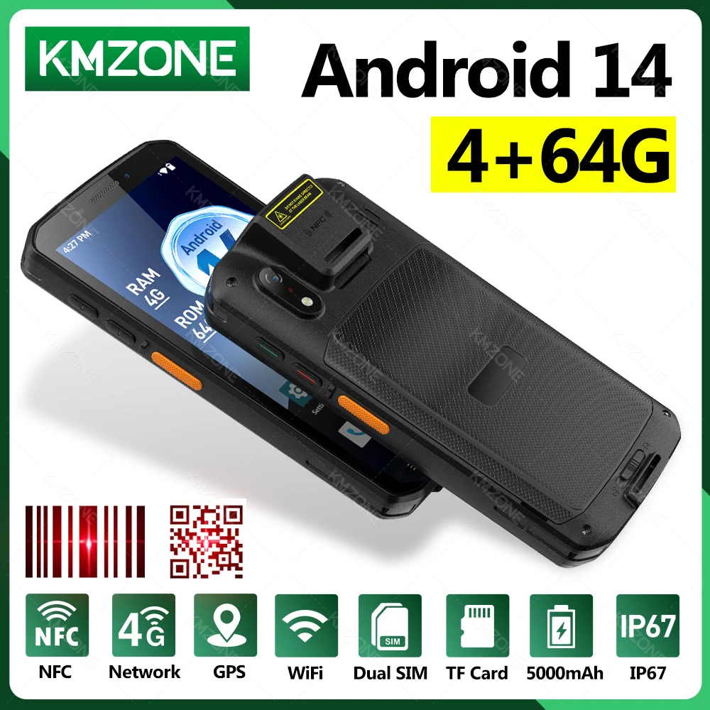 MTK6765 PDA-Terminal Android 14, mit NFC 4G64G, WLAN, GPS, 1D, 2D, QR, Barcode-Scanner, Leser, Datensammler, mobiles Lagergerät Image