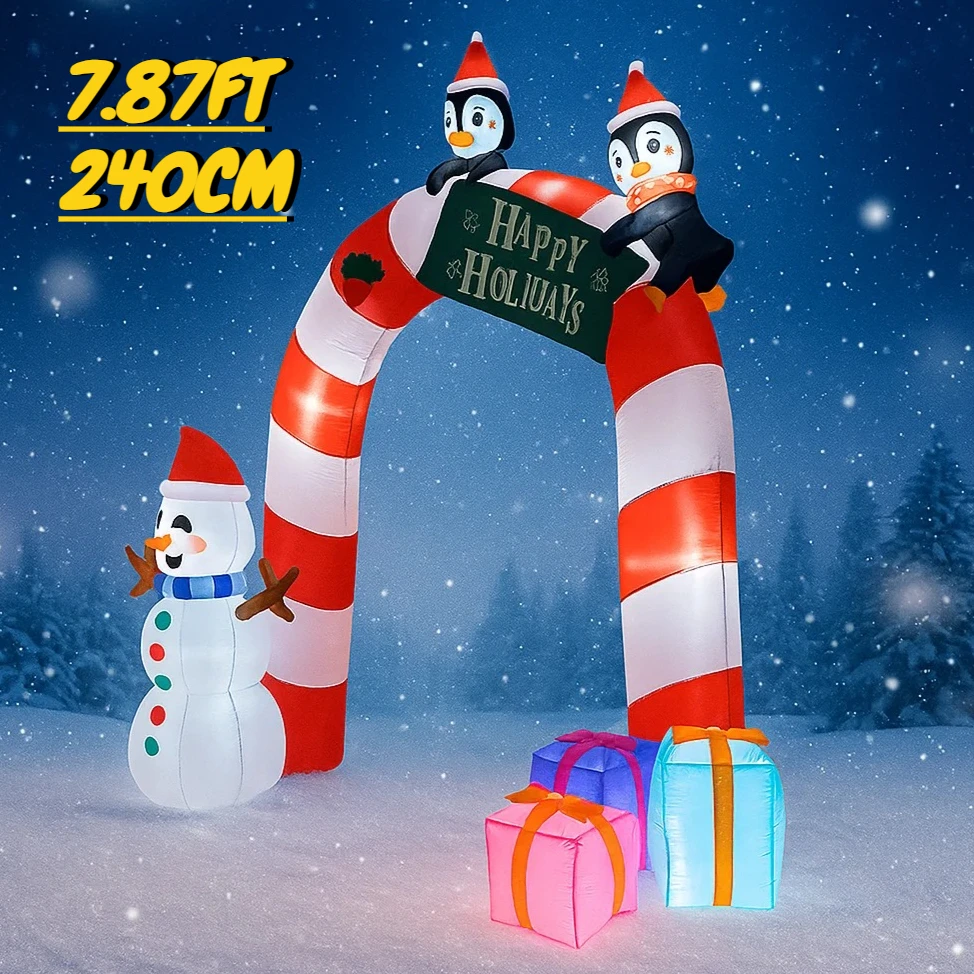 7,87 Fuß aufblasbares Spielzeug Weihnachtsbogen Schneemann Pinguin Geschenk LED Weihnachtsbedarf für Hof festliches Geschenk Heimdekoration Ornament Image