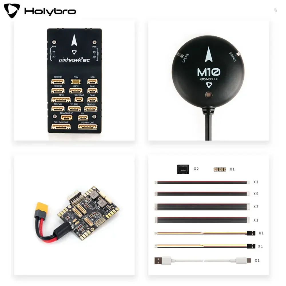 Holybro Pixhawk 6C Autopilot Flight Controller Baseboard (Aluminium/Kunststoffgehäuse) PM02/PM06/PM07 Leistungsmodul M9N/M10 GPS für FPV