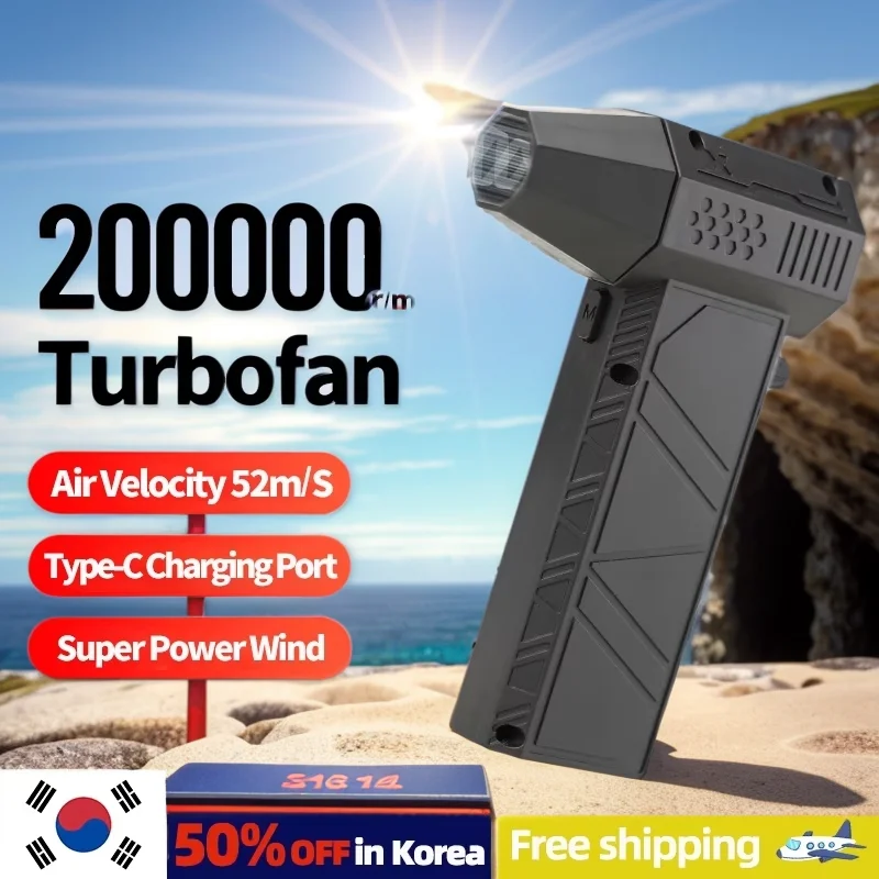 Gewalttätiger Fächer 200000 Leistungsstarkes Drehzahl-Luftgebläse, Staubsauger, Typ C, Aufladen, starke Winde, 53 m/s, bürstenloses Turbo-Jet-Gebläse Image