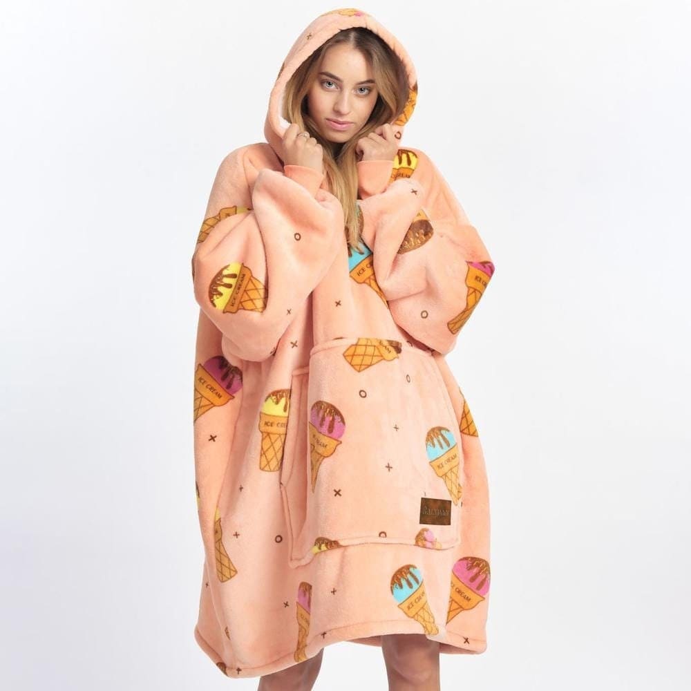 Felpa con cappuccio oversize con gelato, felpa con motivo gelato, super felpa con cappuccio, felpa con cappuccio coperta, felpa con cappuccio calda, m