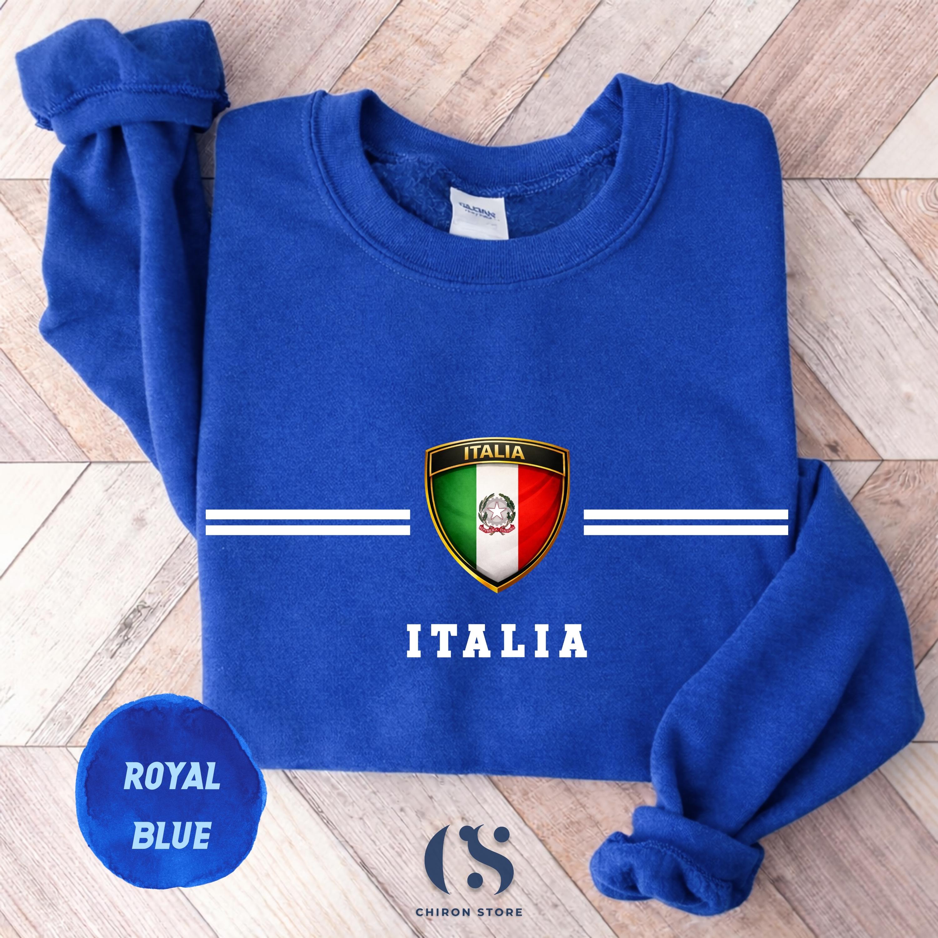 Felpa della nazionale italiana, maglione da calcio italiano, felpa italiana, felpa girocollo italiana, pullover con bandiera italiana