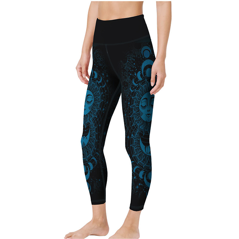 Women's Sports Gym Leggings Yoga Pants High Waist Spandex White Green Yellow Cropped Leggings Galaxy Star Print Tummy Control Butt Lift Clothing Clothes Yoga Fitness Gym Workout Running / Athletic
