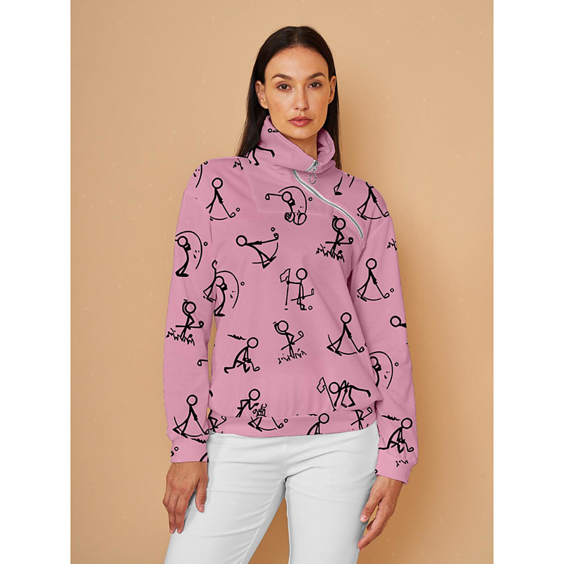 Women's Golf Pullover Sweatshirt Pink Long Sleeve Top Ladies Golf Attire Clothes Outfits Wear Apparel