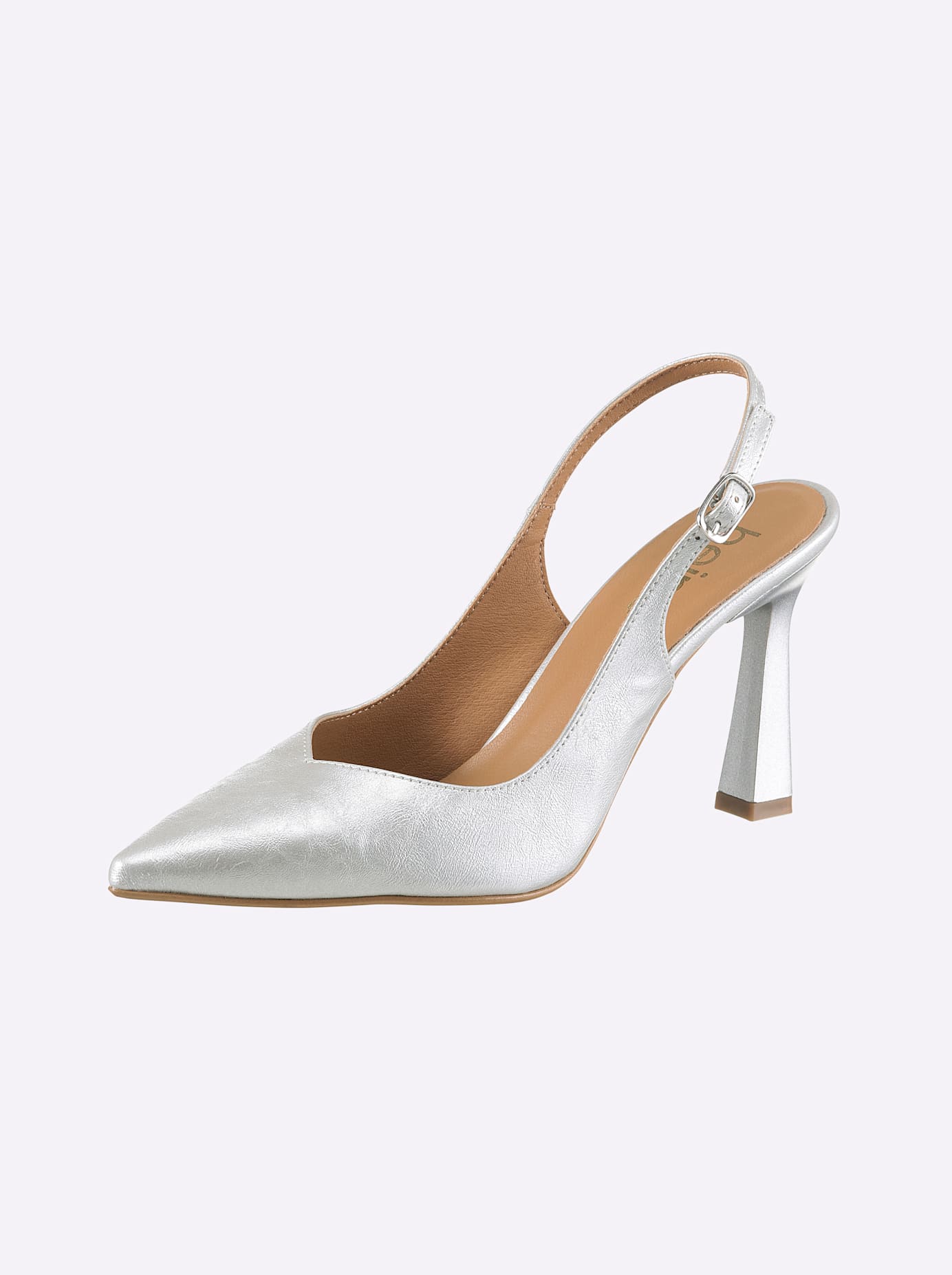 Slingpumps HEINE, Damen, Gr. 35, silberfarben, Textil, Schuhe Slingpumps