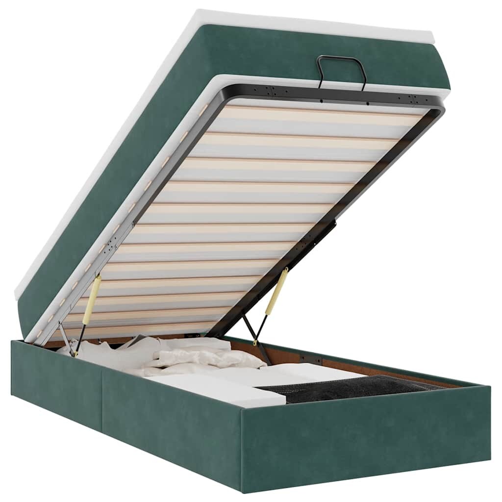 vidaXL Ottoman-Bett mit Matratze Dunkelgrün 90x190 cm Samt Image