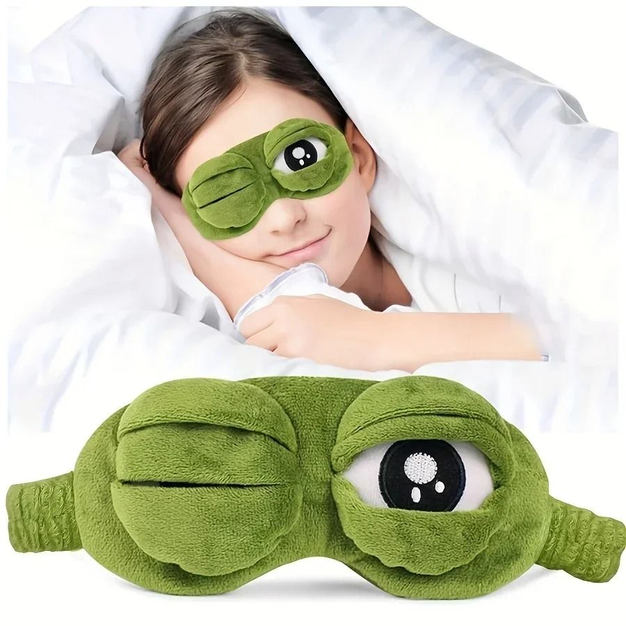 Soft 3D Frog Sleep Mask With Adjustable Strap For Travel And Relaxation 2 Pcs