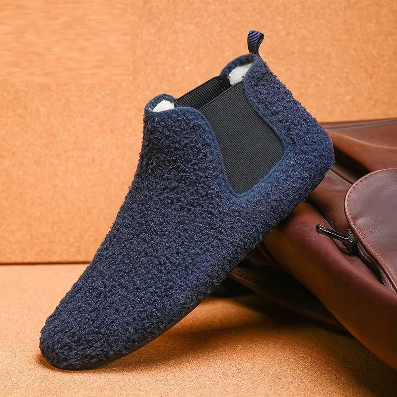 Winter Warm Cotton Shoes, Men Indoor Soft Sole Anti slip Slippers, Plush Cotton Casual Shoes, Home Slipper black 44