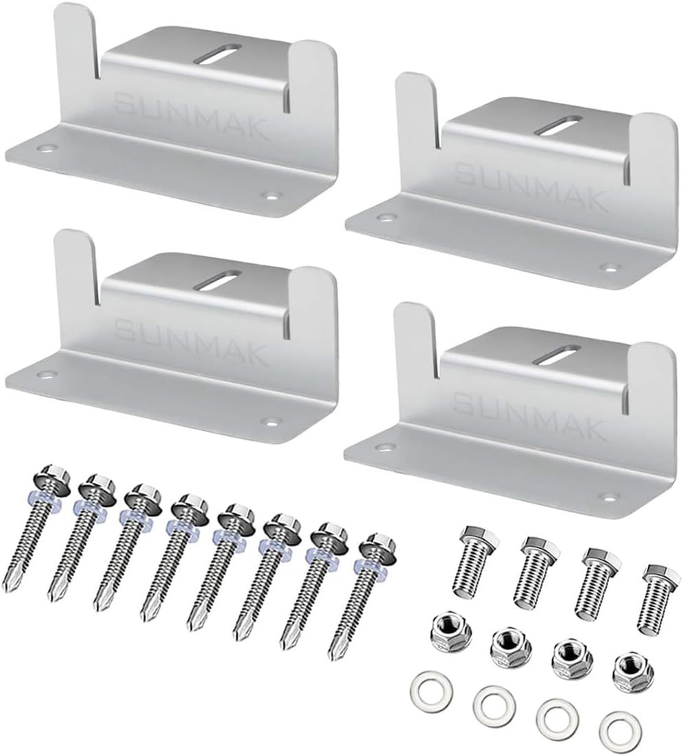 PV Panel Roof Solar Mounting Kit, Aluminum Brackets For Car, Boat, RV, Yacht Installation 4pcs White