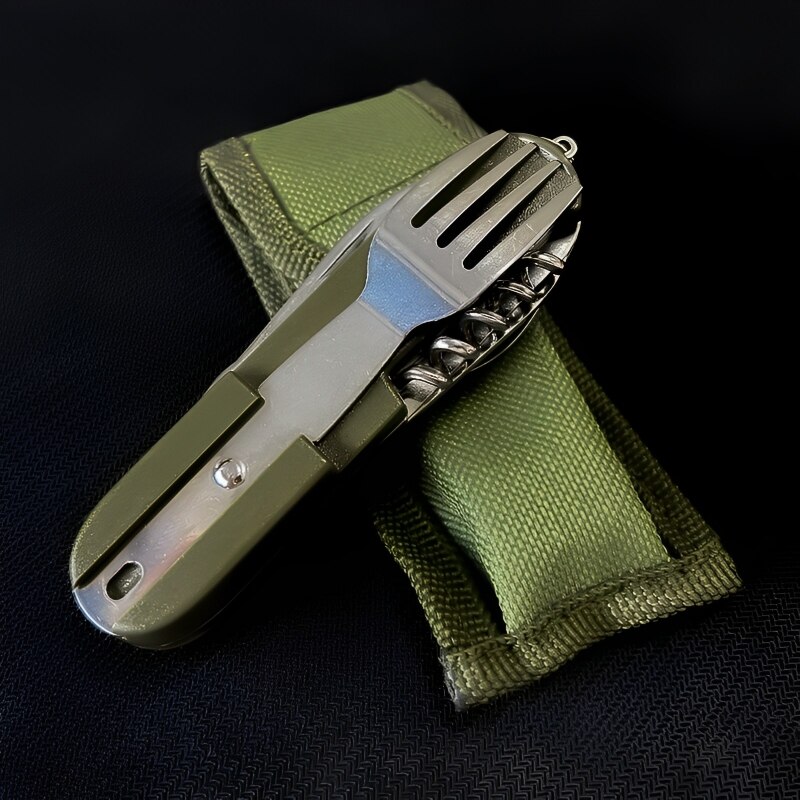 Stainless Steel Foldable Fork Spoon Knife, Picnic Camping Hiking Travelling Dinnerware, Multifunctional Tableware Stainless Steel Foldable Fork Spoon Knife, Picnic Camping Hiking Travelling Dinnerware, Multifunctional Tableware