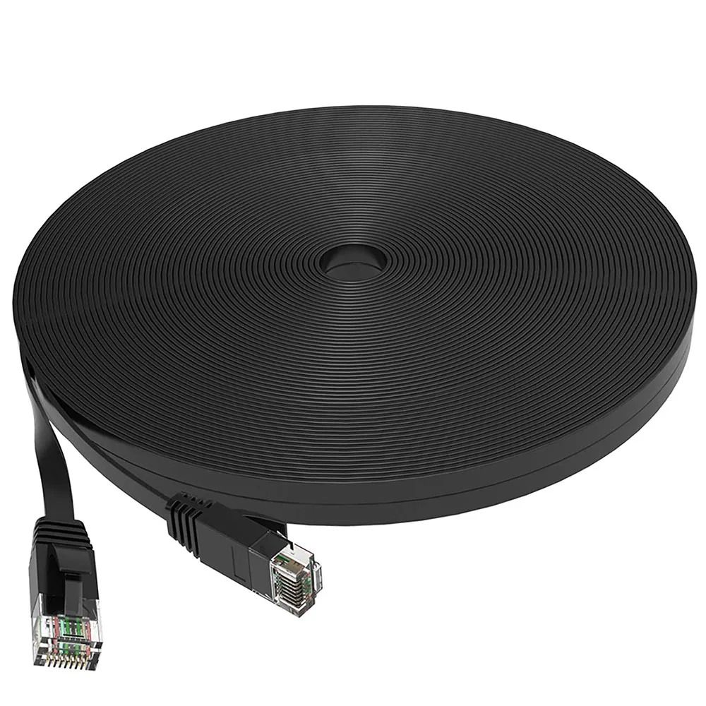Cat 6 Ethernet Cable Flat High Speed LAN Patch Cord For Router And Network Devices black 2m
