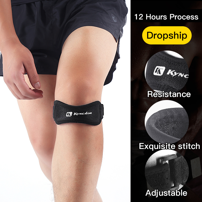 Knee Tendon Strap Protector For Sports And Running, Adjustable Silica Gel Patella Band Support lake Blue