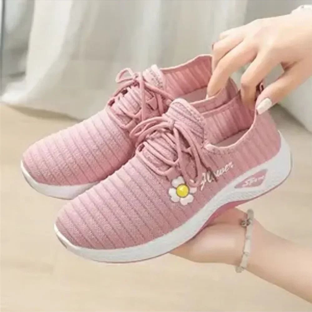 Women Running Shoes Breathable Soft Sole Casual Net Sneakers us 6.5 wine Red A