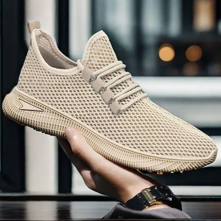 Spring Summer Men's Outdoor Sport Shoes Breathable Soft Bottom Anti slip Casual PVC Wear resistant New Style 42 coffee Color