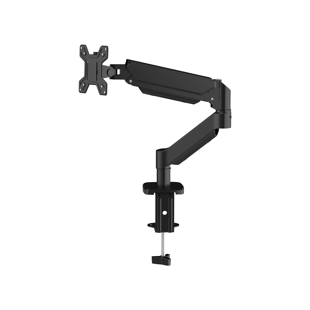 Einzelmonitor-Arm-Schreibtischhalterung für 17-Zoll- bis 32-Zoll-Bildschirm, maximale Tragfähigkeit 10 kg, voll bewegliche Gelenk-, Klemm- und Tüllenbasis Image