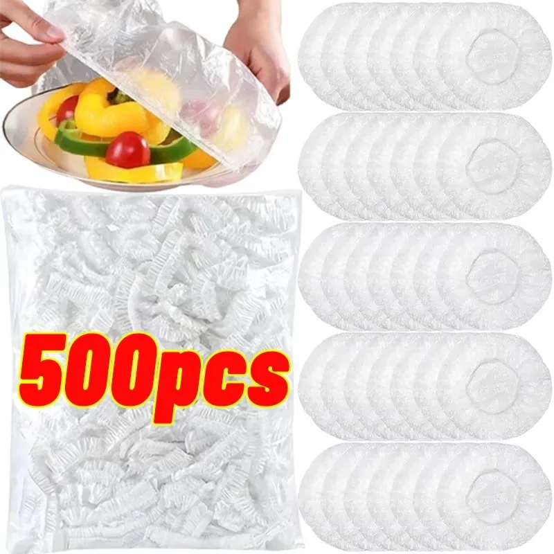 Film jetable pour conserver les aliments, 50 à 500 pièces, couvercles de stockage des aliments de cuisine, sacs pour bols, plaque élastique, couvercle en plastique, sacs sous vide