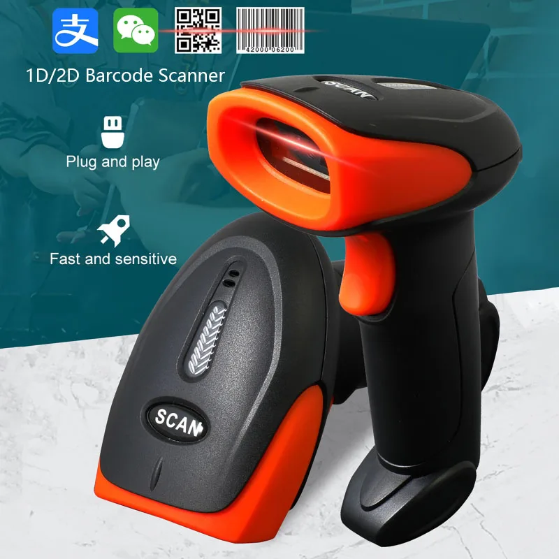 2,4G Wireless Wired Bluetooth Barcode Scanner 2D 1D Supermarkt Daten Collector Handheld QR Barcode Reader Bild Bar gun Scanner Image