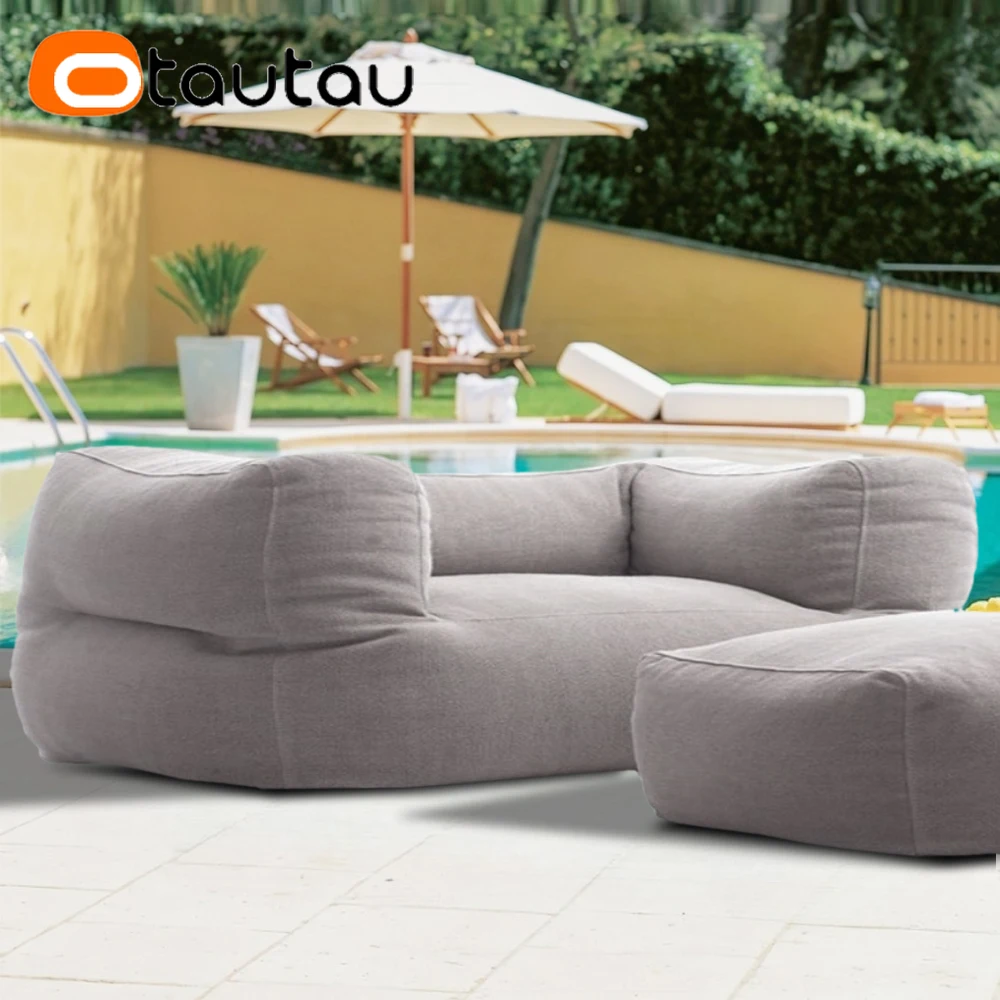 OTAUTAU 2-Sitzer Outdoor Chenille Sitzsackbezug Schwimmbad Sessel Beacn Club Sofa SF494【Kein Füllstoff! Bitte füllen Sie es selbst!】 Image