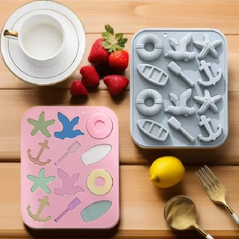 Möwe Schiff Seestern Thema Form Silikon Kuchen Form Keks Form Schokolade Form Hohe Qualität Lebensmittel Grade Material Küche Werkzeuge Image