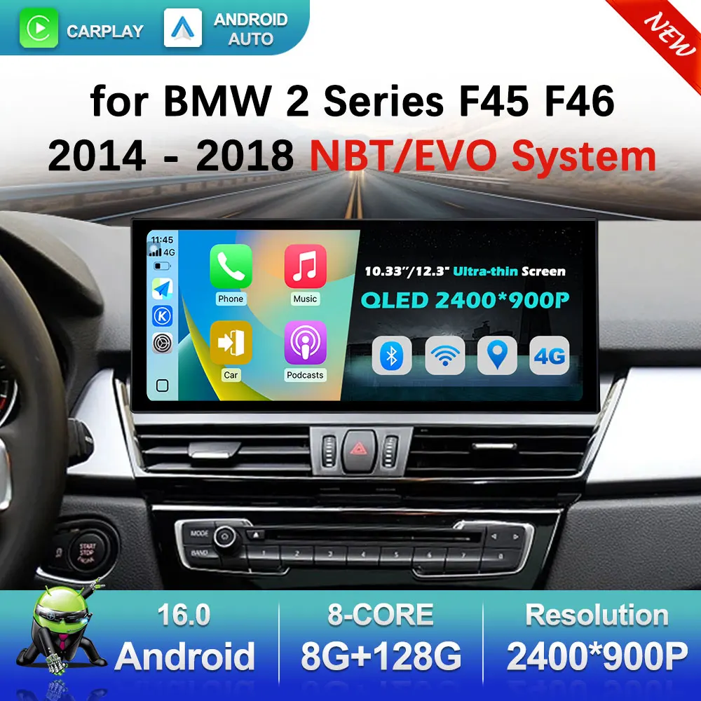 Android 16 Autoradio Multimedia-Player für BMW 2er Serie F45 F46 2014 2015 - 2018 NBT EVO System GPS-Navigation Ultra-dünner Bildschirm Image