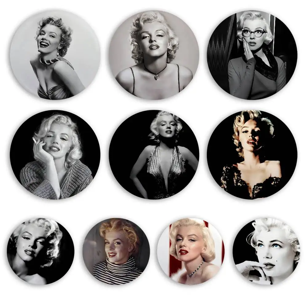 Marilyn Monroe Abzeichen, rundes Abzeichen, Weißblech, Münzbrosche, Kleidung, Rucksack, Zubehör, Anstecknadel Image