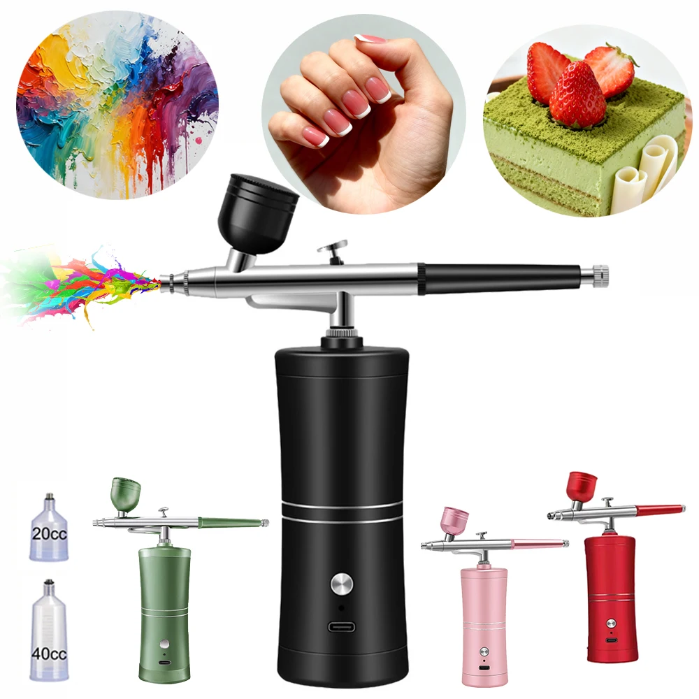 Airbrush-Nägelkompressor zum Malen, Make-up, tragbare Mini-Akku-Airbrush-Spritzpistole für Nagelkunst, Tattoo, Kuchen, Dekor, Malerei Image