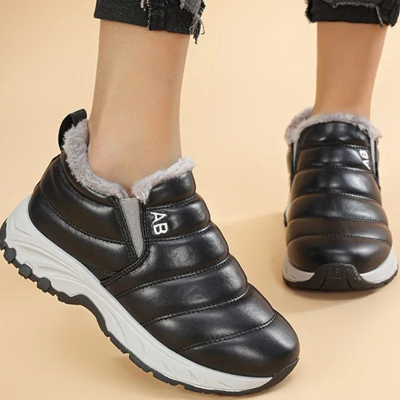 Schnee Stiefel Frau Pelz Frau Schuhe Slip Auf Schuhe Frauen Leichte Stiefeletten Wasserdicht Paar Plus Größe Stiefel Frauen Botas Mujer