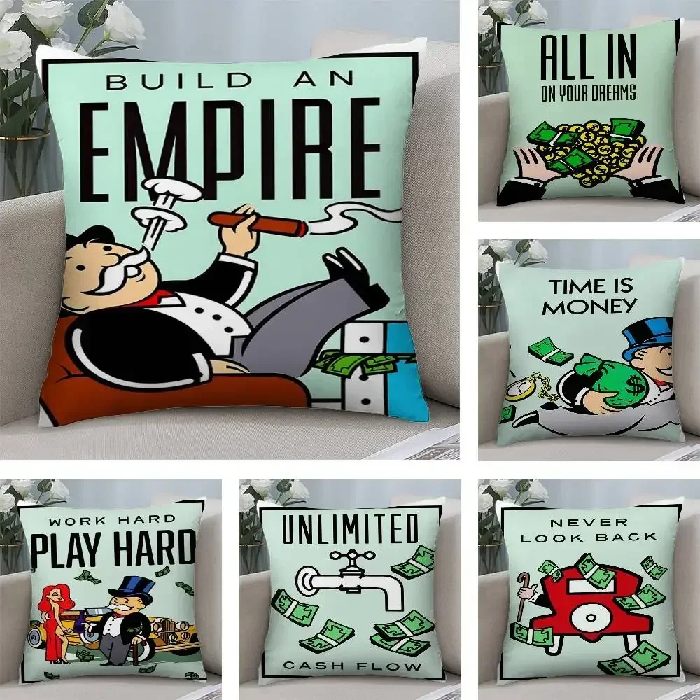 Cartoon M-Monopoly Dollar Geld Kissen Fall Kurze plüsch doppelseitige Druck Platz Werfen Kissen Abdeckungen Sofa Hause Kissen decor Image