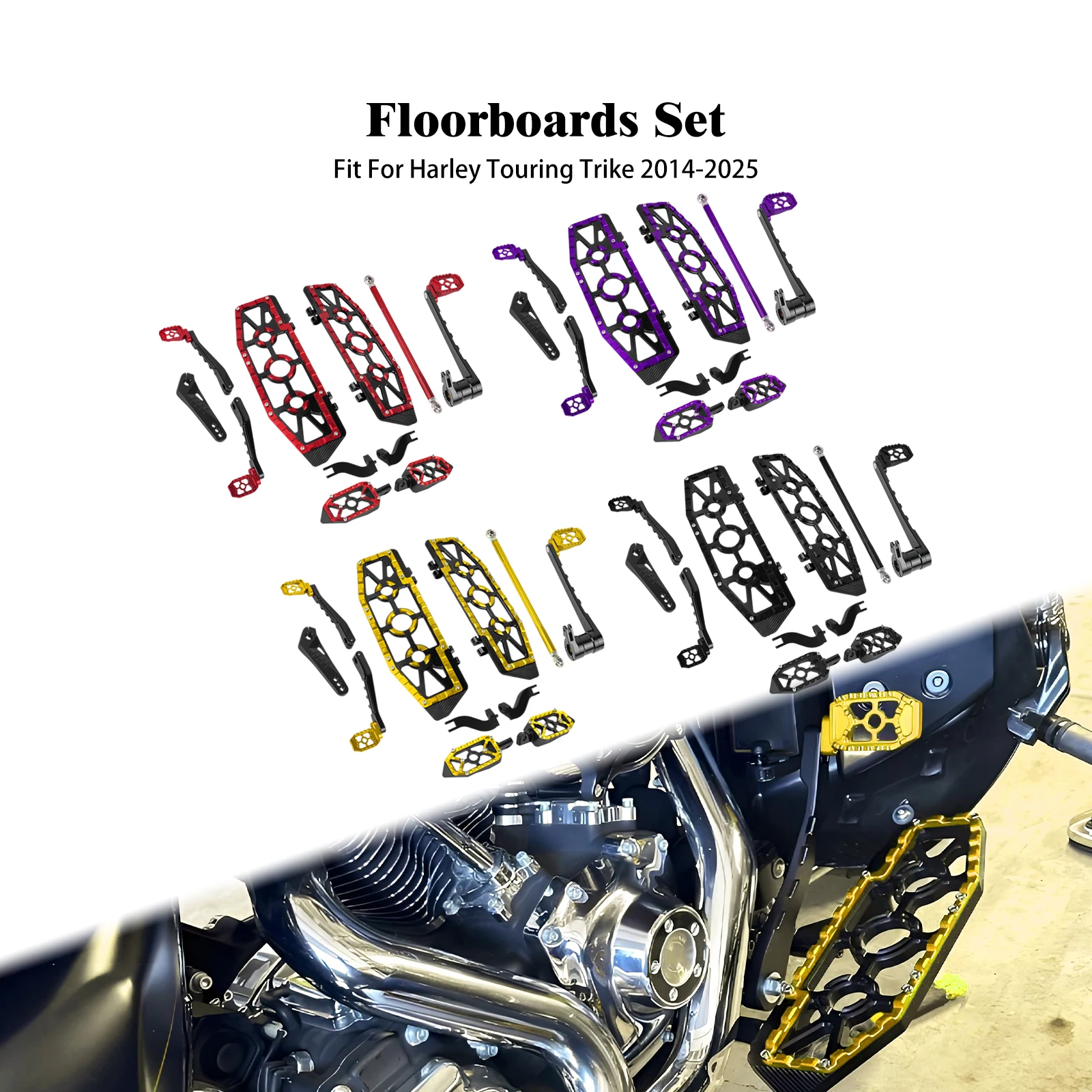 Motorrad Fahrer Beifahrer Dielen Schalthebel Gestänge Bremsarm Pedal Kit Für Harley Touring Electra Street Glide 2014-25 Image