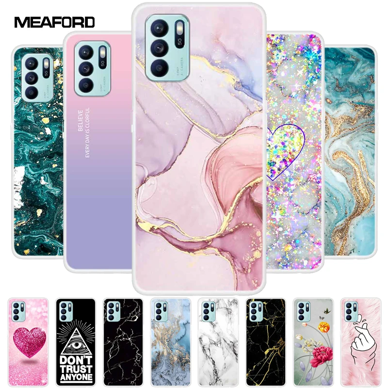 Per OPPO Reno6 Z Custodie Reno6 5G 6 Pro + Cover in silicone TPU morbido marmo trasparente per OPPO Reno 6 Pro Plus Custodie per telefoni Reno6 Z CPH2251