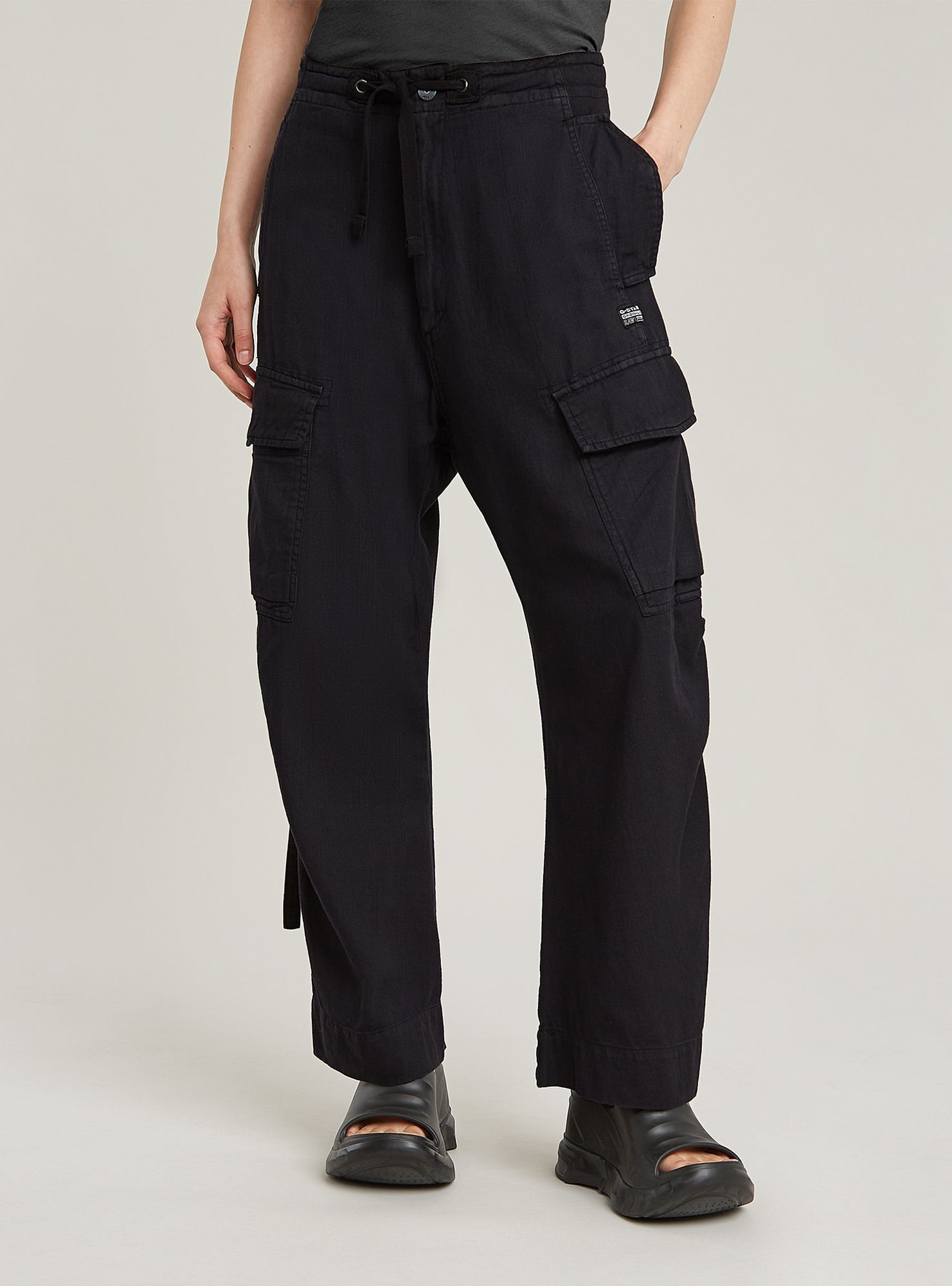 Cargohose G-STAR "Summer Snow Cargohose", Damen, Gr. 29, Länge 32, dk schwarz gd, Obermaterial: 50% Baumwolle, 50% Baumwolle, Hosen Cargohose