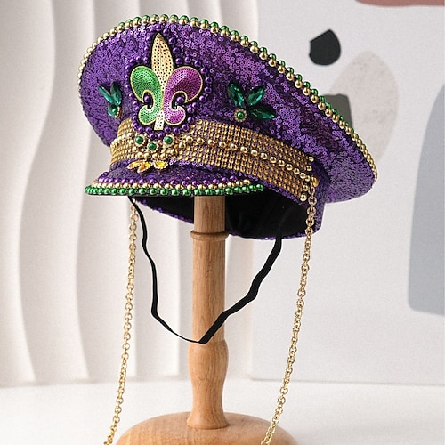 Mardi Gras 2026 Karneval Hut Cosplay Pailletten Erwachsene Herren Damen Karneval Fetter Dienstag Karnevalsparade Party Leistung Einfaches Karnevalskostüm Verkleiden Image