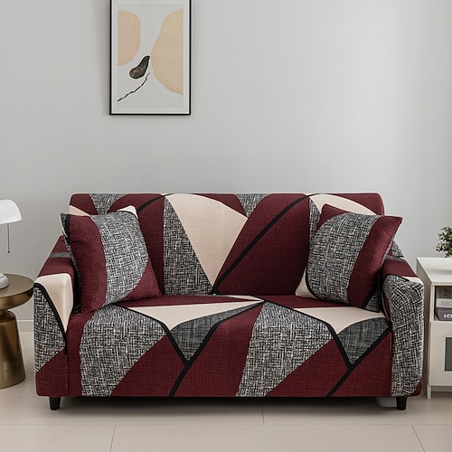 Stretch-Sofabezug mit Boho-Print, staubdicht, strapazierfähig, superweicher Stoff, inklusive kostenlosem Nackenrollebezug für Sessel, Zweisitzer, 3-Sitzer und 4-Sitzer. Image