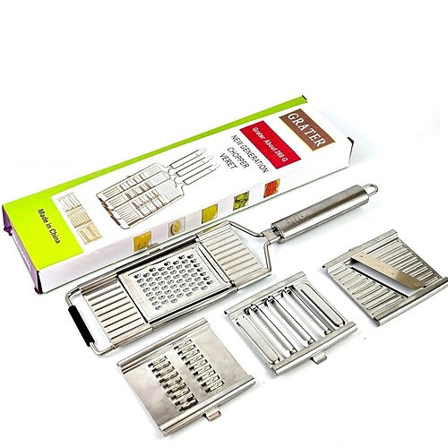4-in-1-Mehrzweck-Gemüseschneider aus Edelstahl: Reibe, Hobel, Schneidemaschine Image