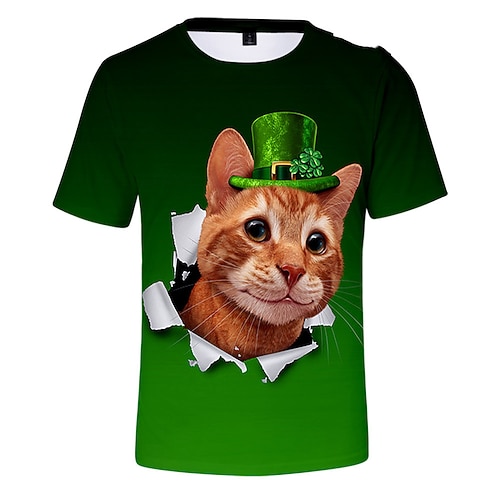 St. Patrick's Day Herren Unisex Tee T-Shirt 3D-Druck Floral Grafikdrucke St. Patrick's Day Rundhals Lässig Alltag 3D-Druck Kurzarm Oberteile Mode Klassisch A B C / Image