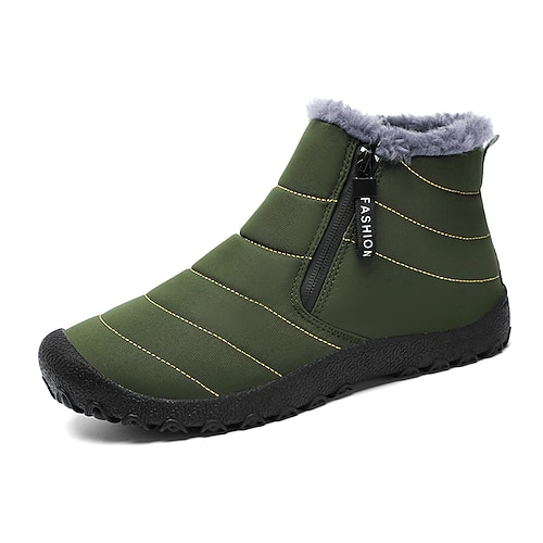 Herren Stiefel Winterstiefel Fleecegefüttert Wandern Spaziergang Sportlich Täglich Outdoor PU Warm Bequem Mittelstiefel Reißverschluss Schwarz Gelb Grün Winter Image