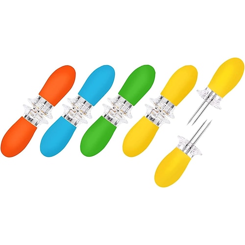 10 Stück Maiskolbenhalter aus Edelstahl mit ineinandergreifendem Design, Maisspieße und -gabeln für die heimische Küche, Camping und Grillpartys (mehrfarbig) Image