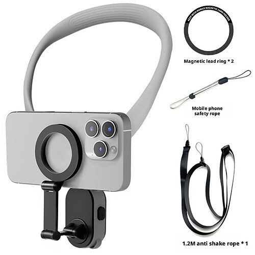 Magnetische Nackenhalterung für Smartphones, ideal für Angelsport und Action-Kameras. Ermöglicht Aufnahmen aus der Ich-Perspektive und freihändiges Tragen am Brustkorb. Image