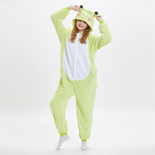 Karnevalskostüm Tier Frosch Zeichentrick Karneval Kigurumi-Pyjamas Ausgefallene Kostüme Onesie-Kostüm Warm Lustiges Kostüm Bequem Erwachsene Unisex Männer und Frauen Weihnachten Halloween Karneval Image