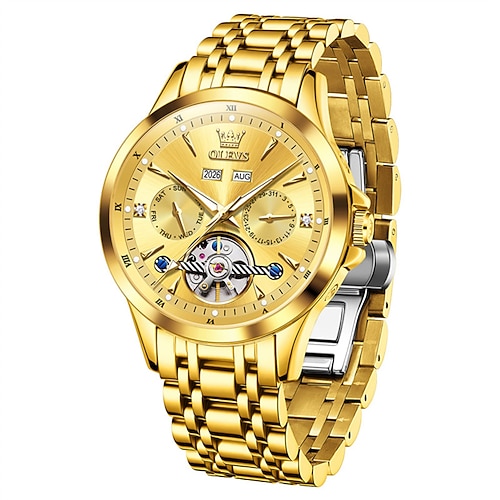 Die neue Olevs Herren-Businessuhr verfügt über einen leuchtenden ewigen Kalender, ist eine kleine, multifunktionale Dreizeiger-Automatikuhr und ist eine lässige, modische, wasserdichte Image