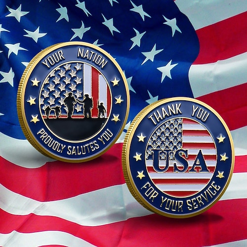 U.S. Army Gedenk-Münze – 250. Jubiläums-Challenge Coin amerikanischer Adler Militärsammlerartikel beidseitiges Metall-Souvenir für Veteranen patriotisches Geschenk Semiquincentennial Image