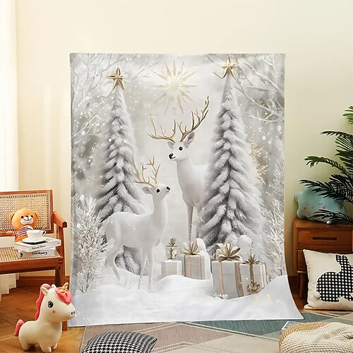 Tapisserie Decke Fleecedecken Winter Wonderland 森林 Niedlich Modern 3D Sofa Bett Dekorative Decke Warme Decke Film Wohndeko Image