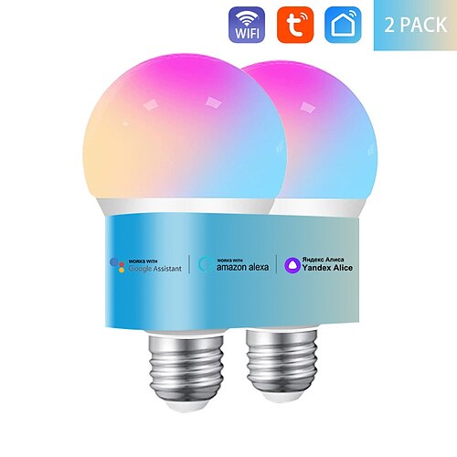 Smart LED-Lampe E27 Farbwechselnde Glühlampe Smart-Lampen kompatibel mit Alexa Home Yandex Alice Farbwechselnde Glühlampen 2.4Ghz WiFi Image