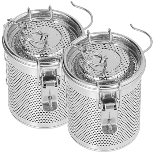 Gewürzsieb aus Edelstahl, Gewürzfilter, Kochgewürzfilter mit Netzdesign, Teesieb, Suppengewürz-Trennkorb mit Kettenhaken für Zuhause und Restaurant Image