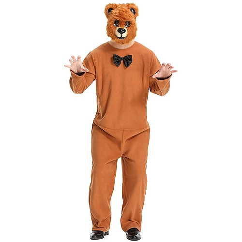 Karnevalskostüm 2026 Bär Karneval Kigurumi-Pyjamas Ausgefallene Kostüme Onesie-Kostüm Warm Niedlich Mit Kapuze Fleece Erwachsene Herren Damen Halloween Karneval Party Leistung Hausbekleidung Image