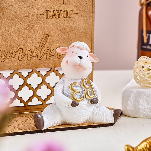 Niedliche Lamm-Buchstaben-Dekoration aus Kunstharz für Ramadan und Eid – bezaubernde Tischdekoration zum Eid al-Fitr, perfektes Geschenk, Dekoration für Zuhause und Ladenauslage. Image
