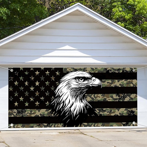 Amerikas 250. Jahrestag Tapisserie Garagentorabdeckung Großes Hängendes Eagle amerikanische Flagge Vintage Modern Militär Party Outdoor Urlaub Hintergründe aufnehmen Yard Wohndeko Image