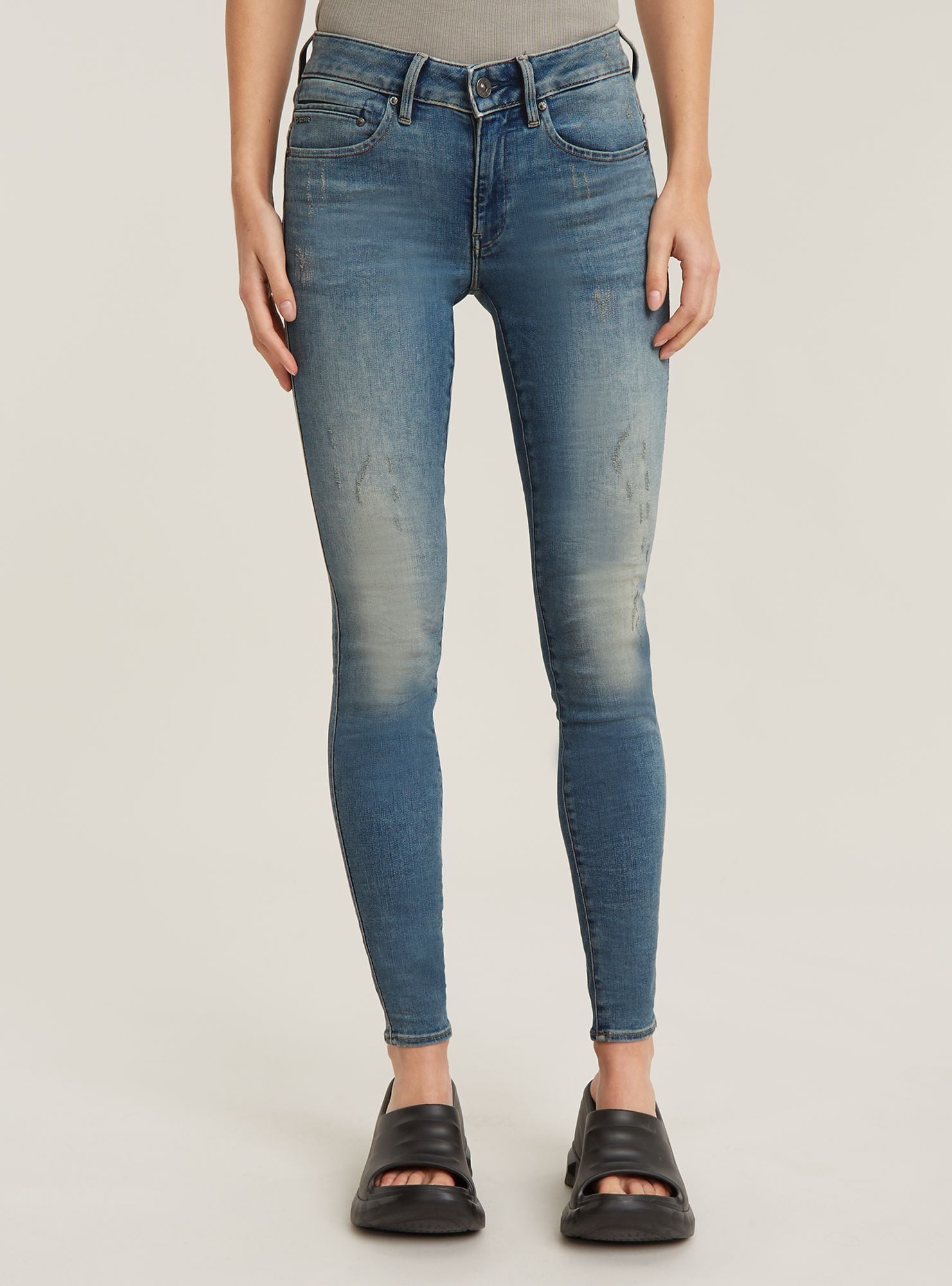 Regular-fit-Jeans G-STAR "Midge Zip Skinny Jeans", Damen, Gr. 23, Länge 30, lt vintage aged destroy, Obermaterial: 7% Elastomultiester, 1% Elasthan, Jeans