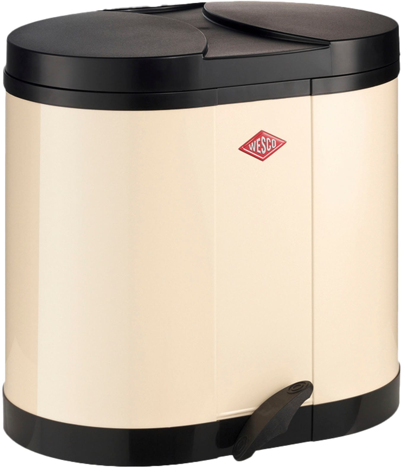 Mülleimer WESCO "Biomülleimer", braun (mandel), B:45cm H:43cm T:36cm, Stahlblech, Mülleimer, Mülleimer, ÖKO-Sammler, 2x15 Liter