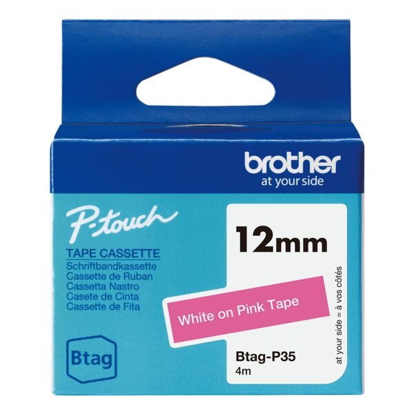 Brother Schriftband »Btag« 12 mm x 4,0 m weiß/pink, 1.2 cm Image